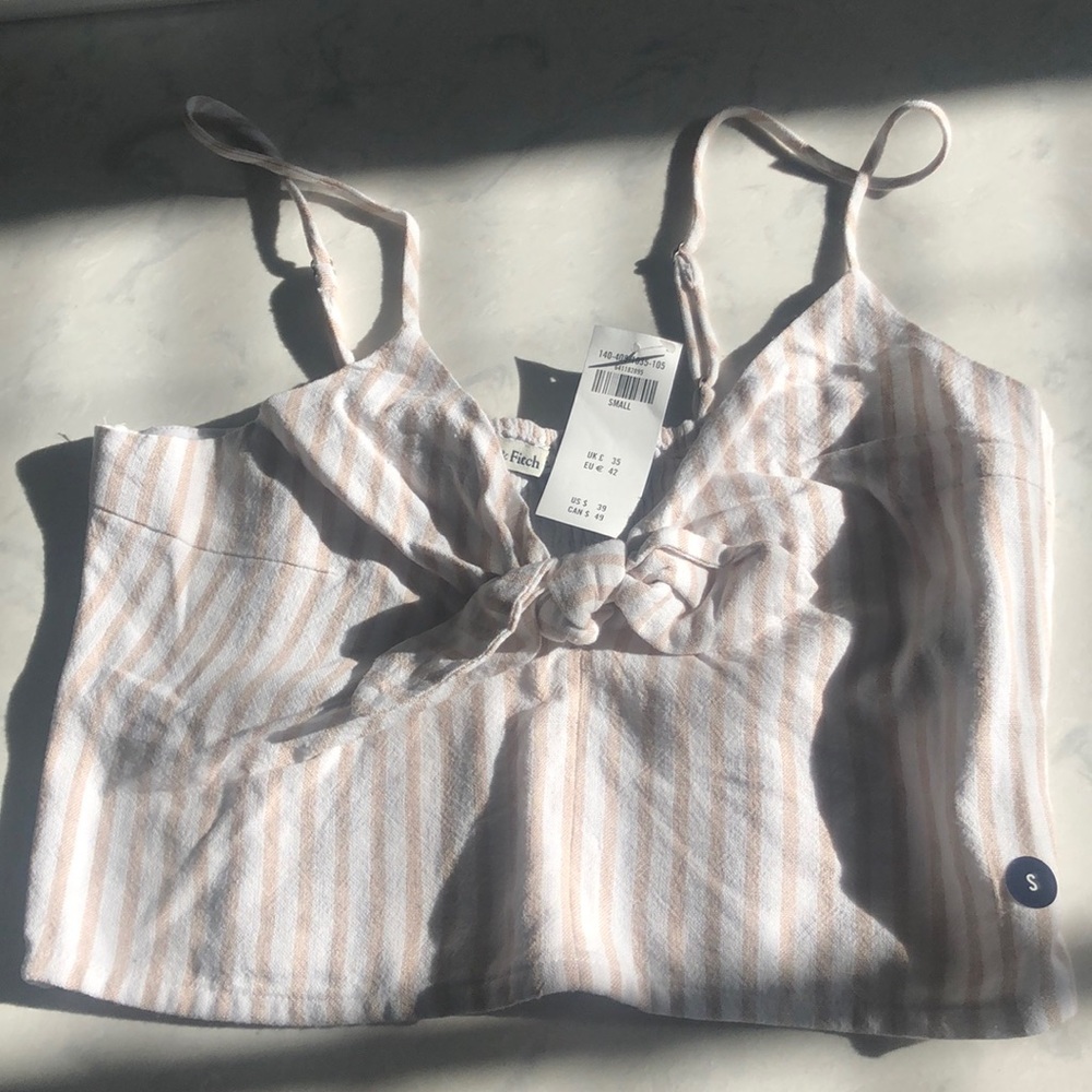 Abercrombie Womens Linen-Blend Tie-Front Cami